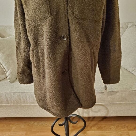 Something Navy Berber Faux Shearling Shirt Jacket - Picture 6 of 13